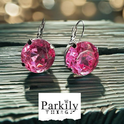Handcrafted earrings with pink Austrian crystal