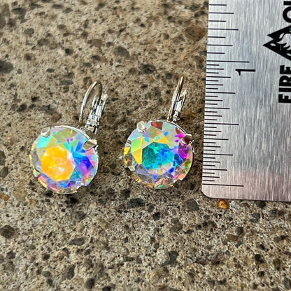 Handcrafted earrings with pink Austrian crystal