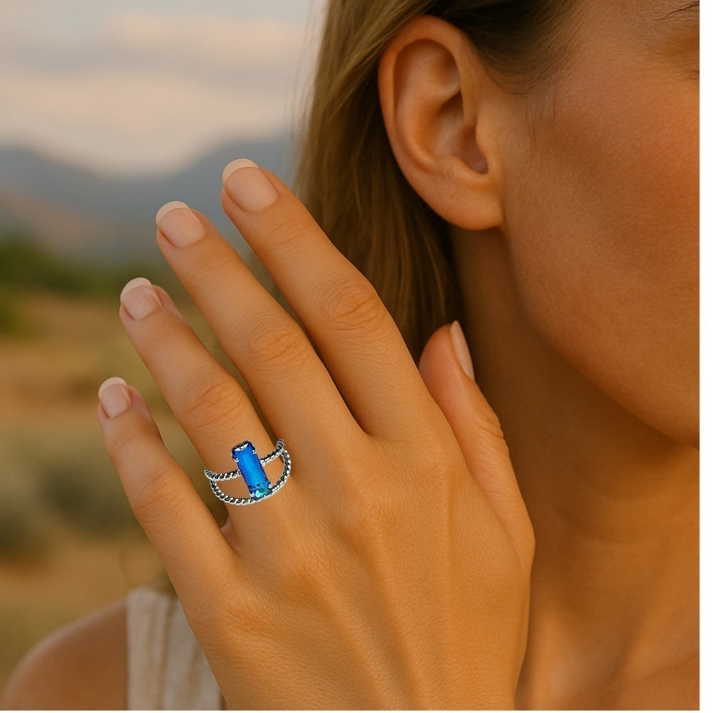 Handcrafted sparkly ring made with quality Austrian crystal adjustable