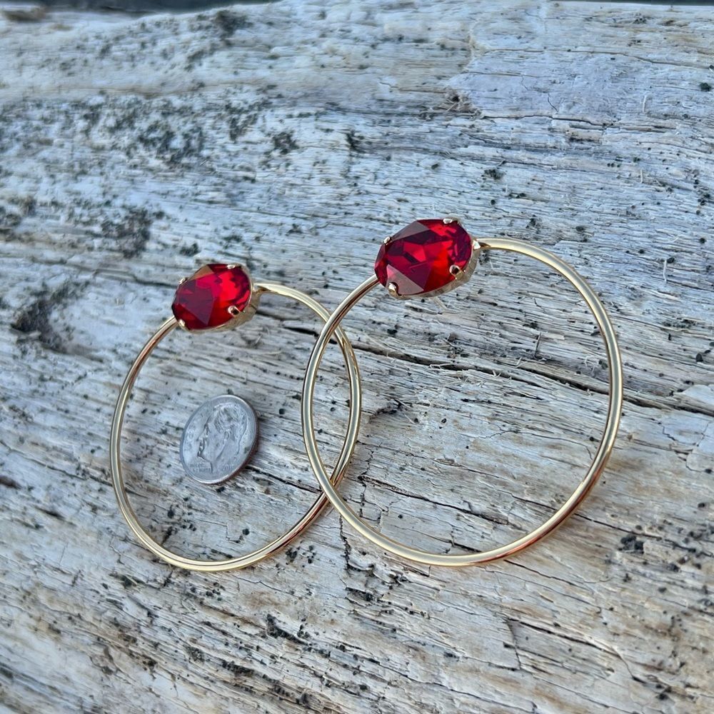 Handcrafted earrings with red Swarovski crystal