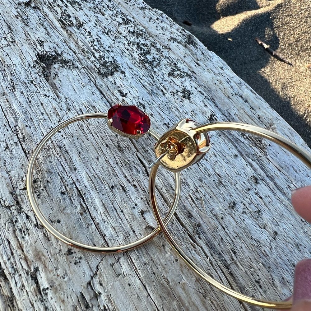 Handcrafted earrings with red Swarovski crystal