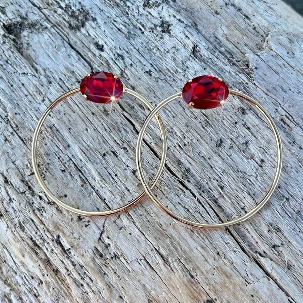 Handcrafted earrings with red Swarovski crystal