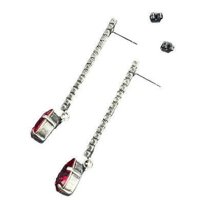 Handcrafted post earrings with red and clear Swarovski crystal