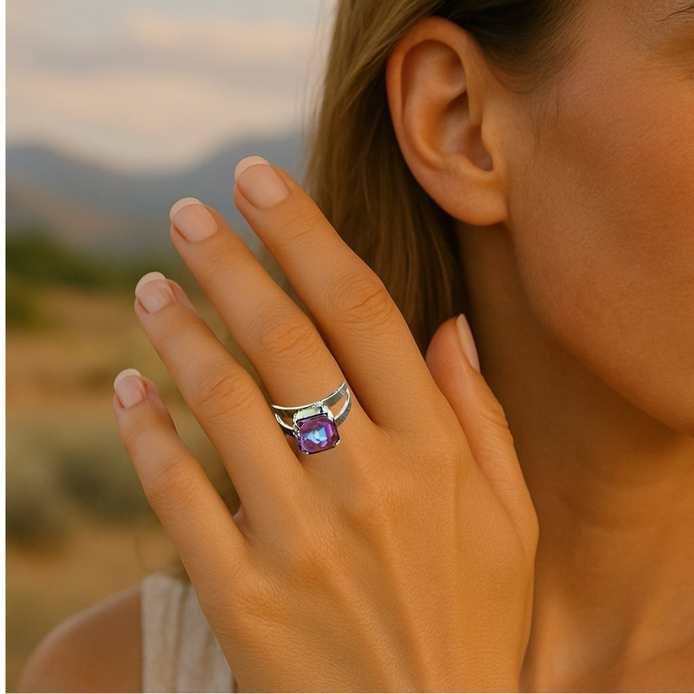 Handcrafted sparkly ring made with burgundy delite Swarovski crystal adjustable
