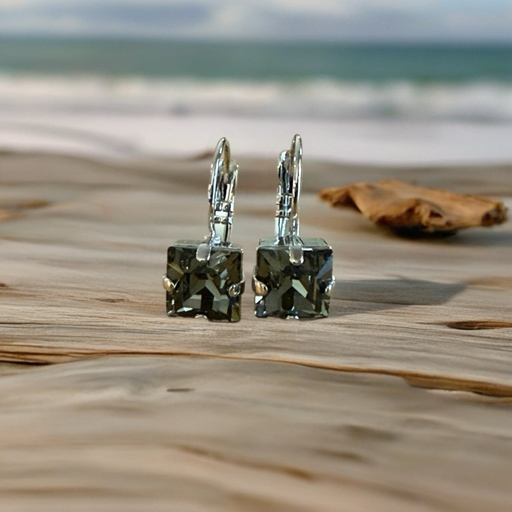 Handcrafted earrings with Swarovski black diamond crystal