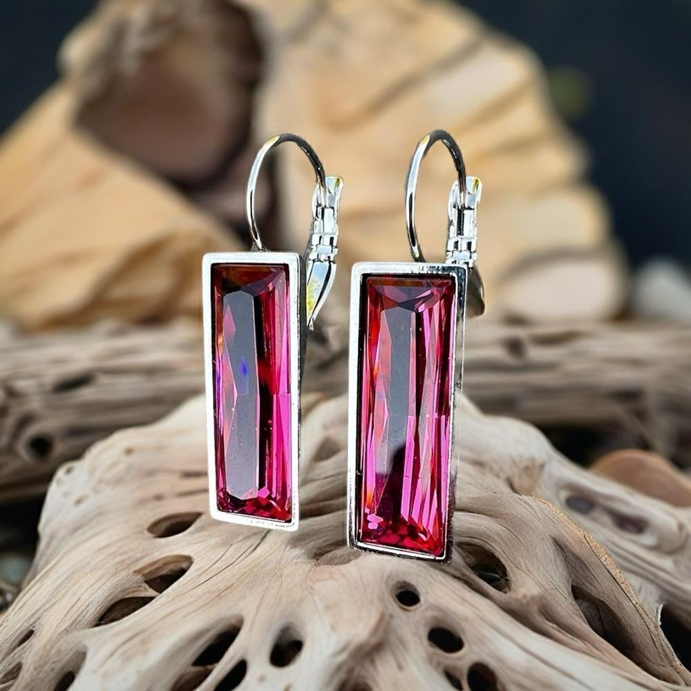 Handcrafted earrings with Austrian crystal in rose
