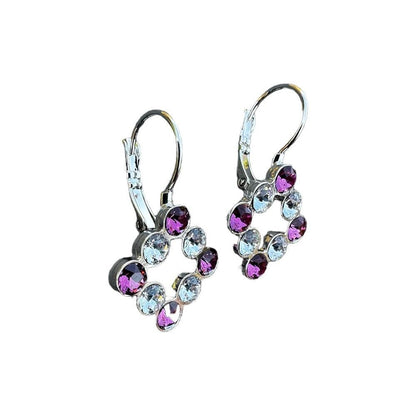 Handcrafted Earrings with rose and clear Swarovski Crystal
