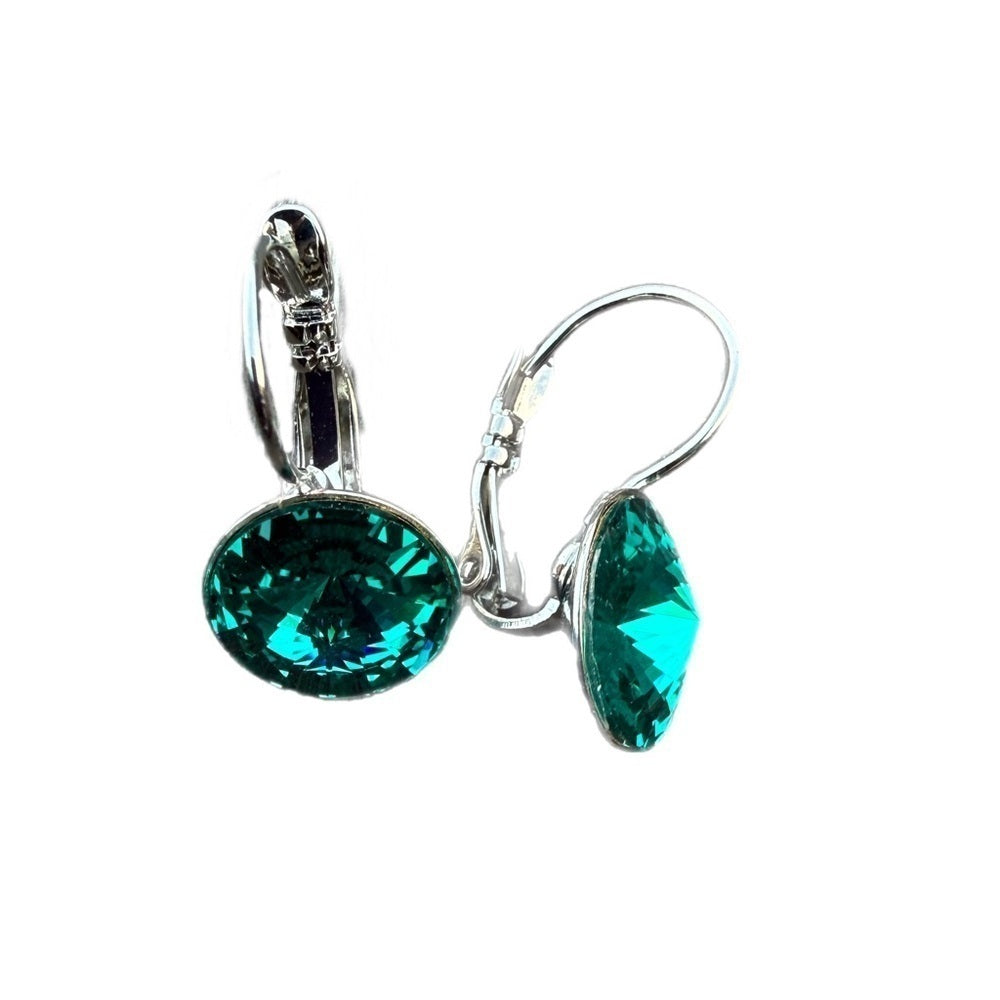 Handcrafted earrings with green Swarovski crystal