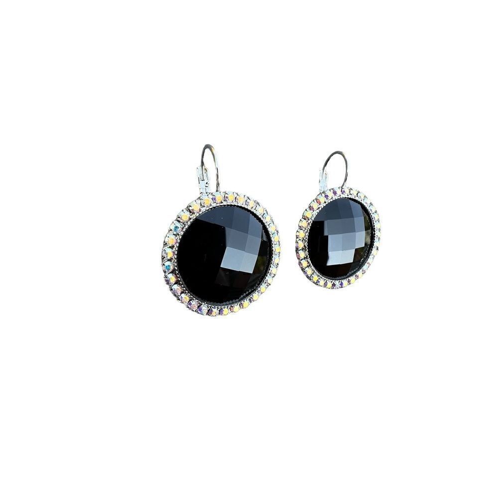 Handcrafted earrings with jet black Swarovski crystal