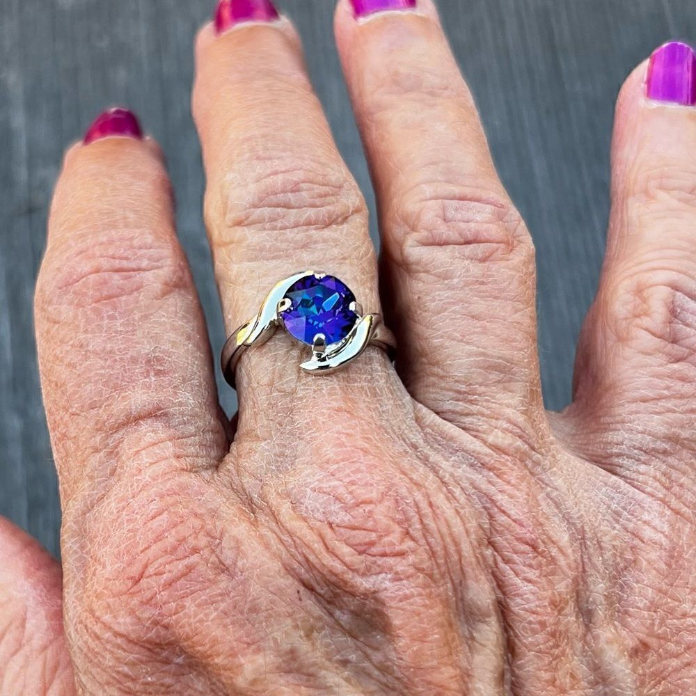 Sparkly ring made with blue/purple Swarovski crystal size 7.5