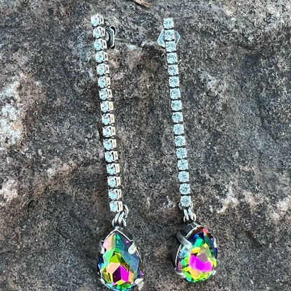 Handcrafted post earrings with Swarovski medium vitrail crystal