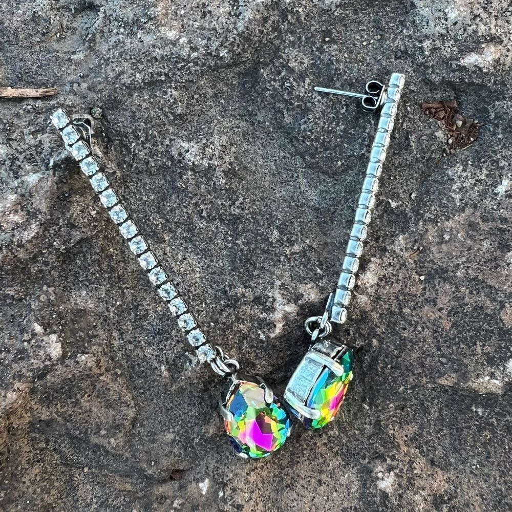 Handcrafted post earrings with Swarovski medium vitrail crystal