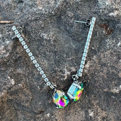 Handcrafted post earrings with Swarovski medium vitrail crystal