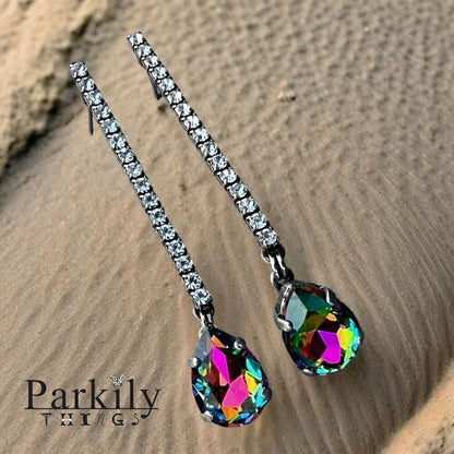 Handcrafted post earrings with Swarovski medium vitrail crystal