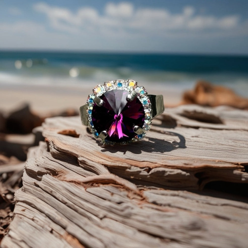Handcrafted sparkly ring made with Swarovski crystal adjustable fit