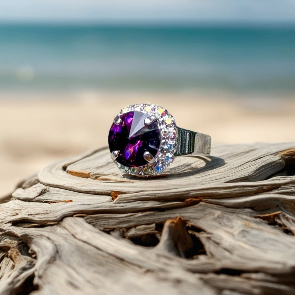 Handcrafted sparkly ring made with Swarovski crystal adjustable fit