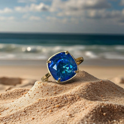 Handcrafted sparkly ring made with Swarovski crystal adjustable fit