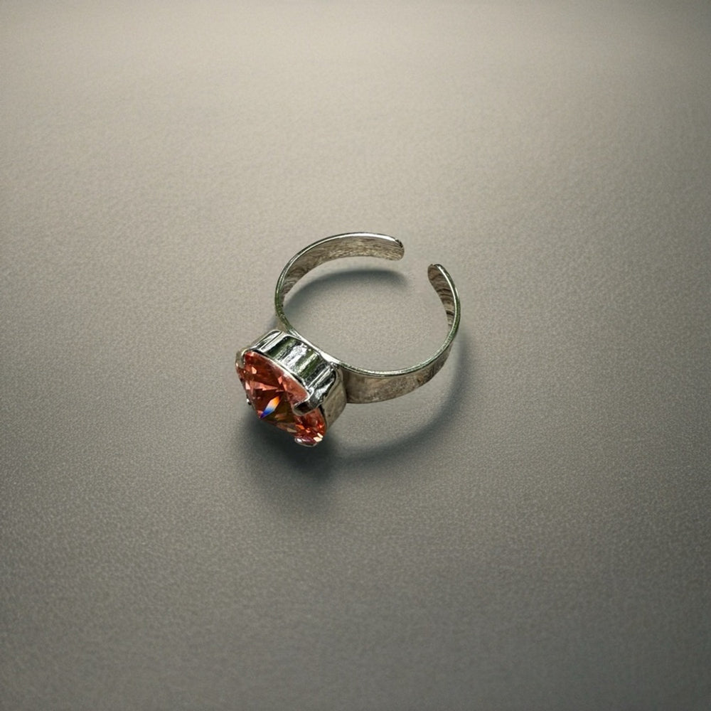 Handcrafted ring made with Swarovski rose peach crystal adjustable size