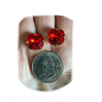 Handcrafted earrings with red Swarovski crystal