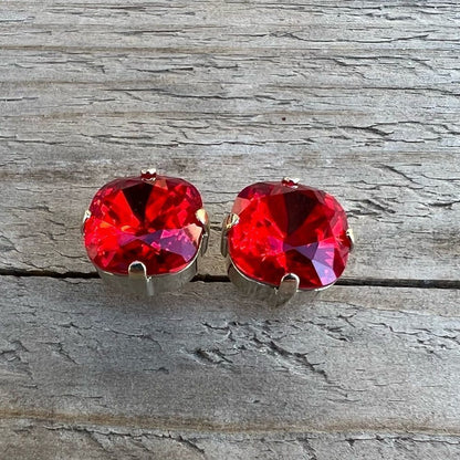 Handcrafted earrings with red Swarovski crystal