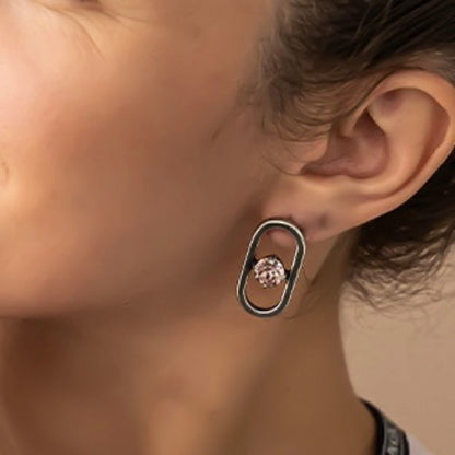 Handcrafted post gold earrings with AB Swarovski crystal
