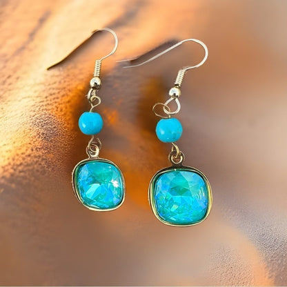 Handcrafted earrings with laguna Swarovski crystal