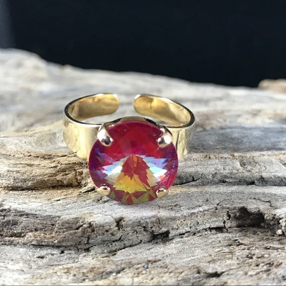 Handcrafted sparkly ring made with Swarovski crystal adjustable fit