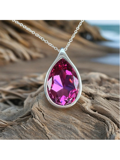 Handcrafted necklace with Swarovski crystal and chain