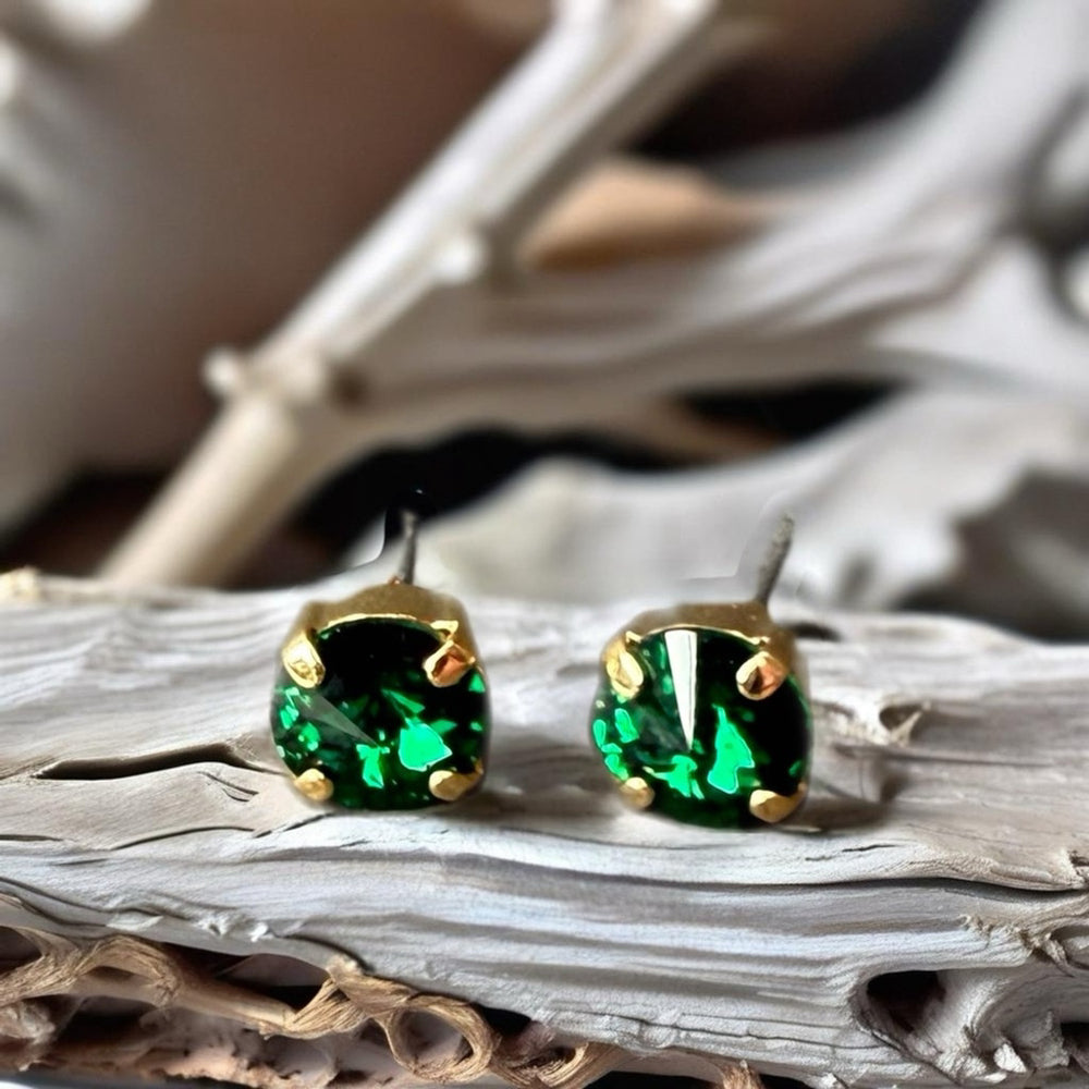 Handcrafted petite stud earrings with Swarovski crystal