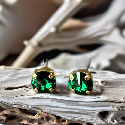 Handcrafted petite stud earrings with Swarovski crystal
