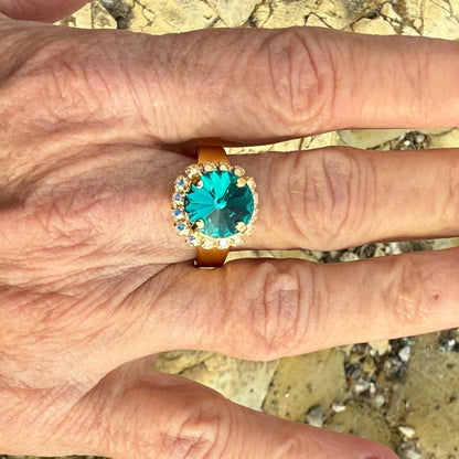 Sparkly statement ring made with Swarovski crystal size adjustable