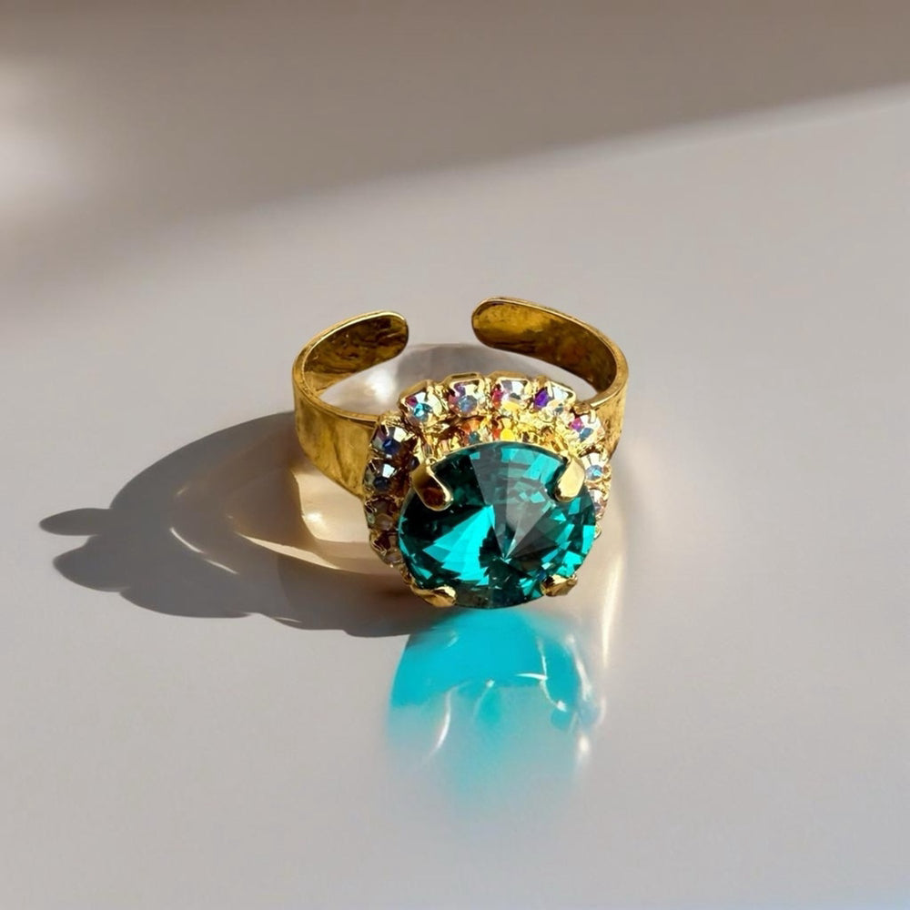 Sparkly statement ring made with Swarovski crystal size adjustable