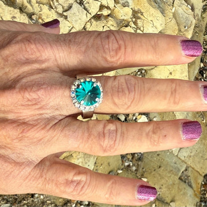 Sparkly statement ring made with Swarovski crystal size adjustable