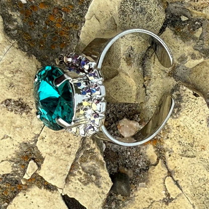 Sparkly statement ring made with Swarovski crystal size adjustable
