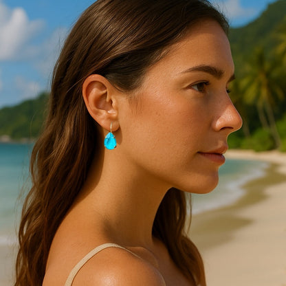 Handcrafted earrings with azure blue Swarovski crystal