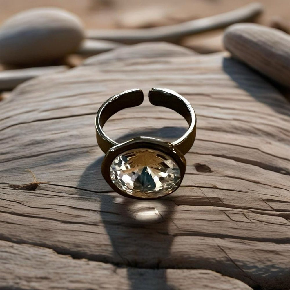 Handcrafted sparkly ring made with Swarovski crystal adjustable fit