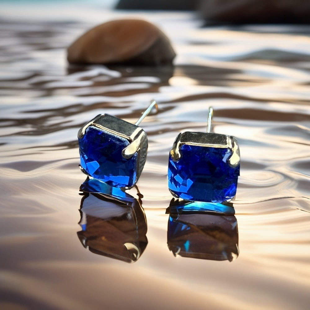 Sapphire Blue Crystal Stud Earrings