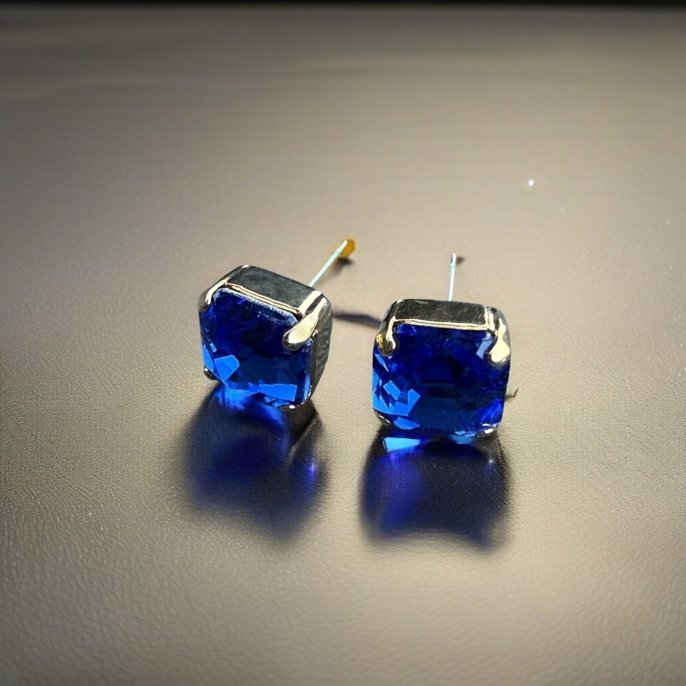 Sapphire Blue Crystal Stud Earrings