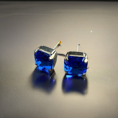 Sapphire Blue Crystal Stud Earrings