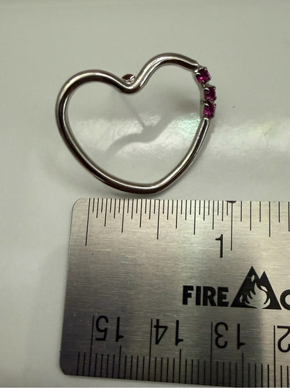 Handcrafted Fuchsia Crystal Heart Earrings | Silver | Romantic Minimalist
