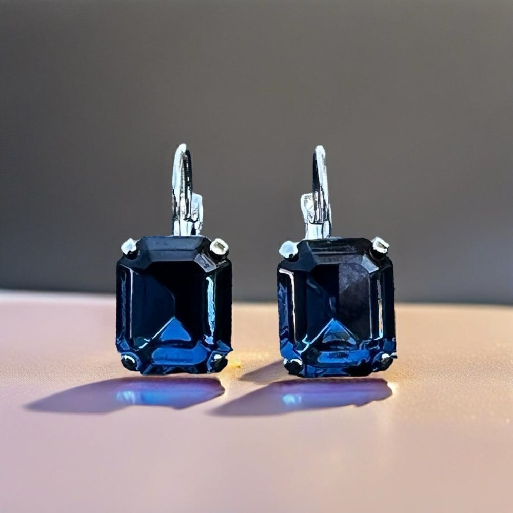 Handcrafted earrings with sparkly Austrian crystal in Montana blue