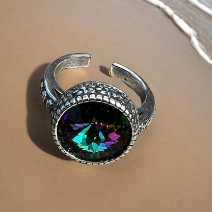 Sparkly ring made with Swarovski crystal adjustable fit handcrafted