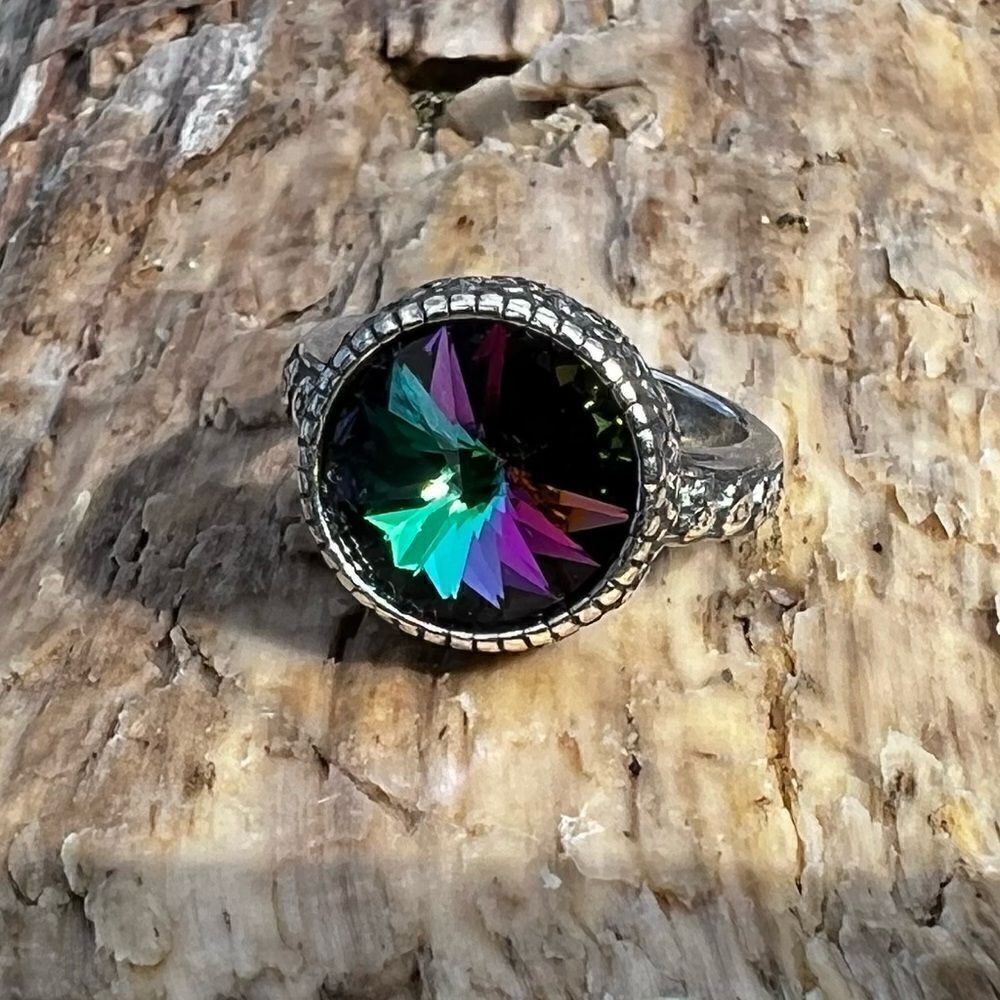 Sparkly ring made with Swarovski crystal adjustable fit handcrafted