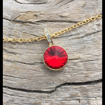 A necklace with Swarovski crystal and chain handcrafted