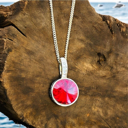 A necklace with Swarovski crystal and chain handcrafted