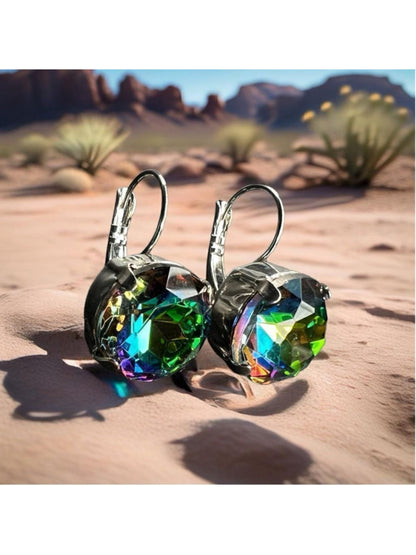 Handcrafted earrings with vintage Swarovski medium vitrail crystal