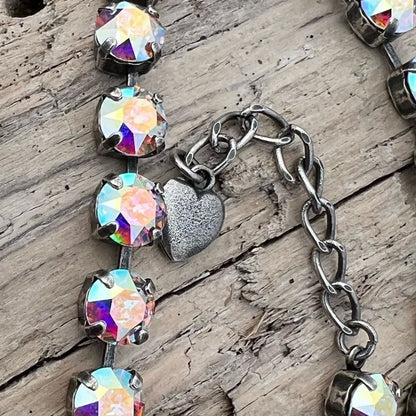 Handcrafted necklace with Swarovski crystal in a cup chain