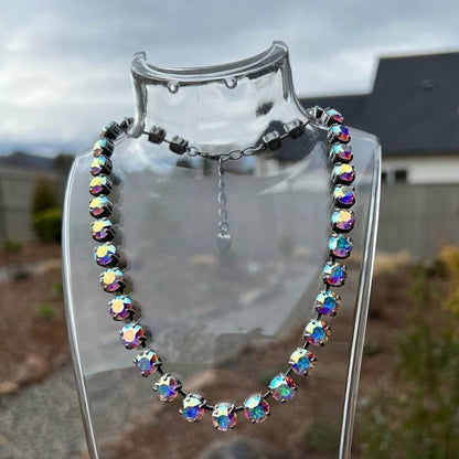 Handcrafted necklace with Swarovski crystal in a cup chain