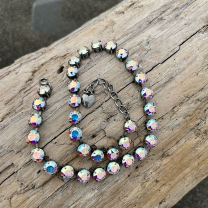 Handcrafted necklace with Swarovski crystal in a cup chain