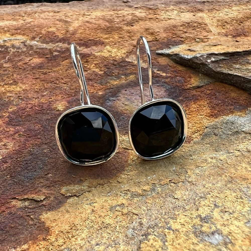 Handcrafted earrings with jet black Swarovski crystal